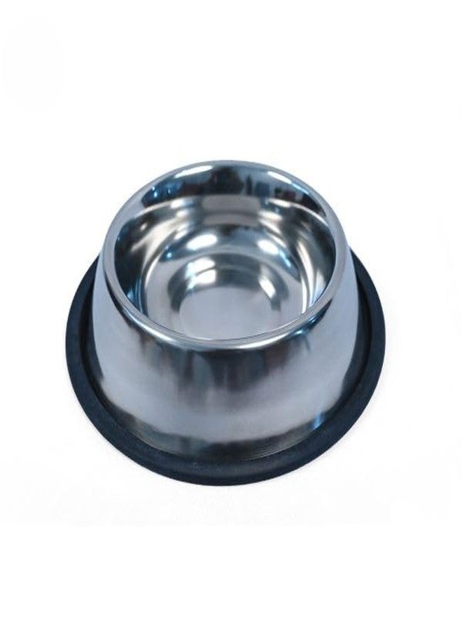 Kshama Stainless Steel Feeding Bowl with Rubber Base | Non-Toxic Dishwasher Safe Pet Supplies | Anti-Skid Food Water Bowl for Dogs, Puppy and Cat (Silver, 500ml) - Image 1